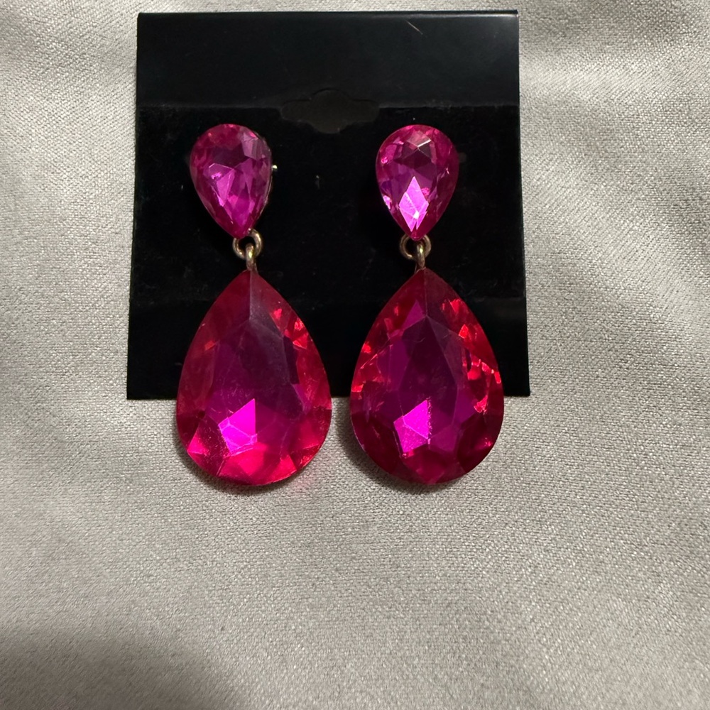 Elegant Pink Teardrop Earrings